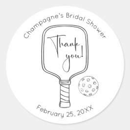 Adesivo Redondo Colheita de Rascunho Moderno de Pickleball no Chá 