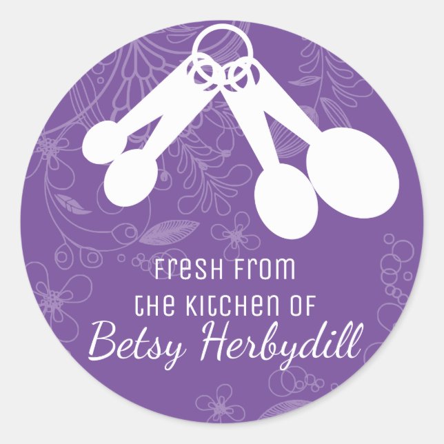 Adesivo Redondo Colheres-medida de cor personalizadas da cozinha (Frente)