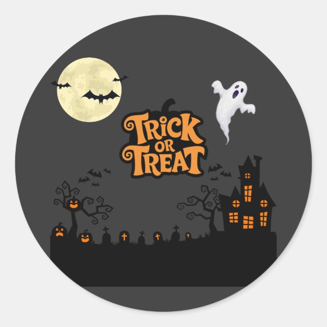 Adesivo Redondo Colina Assombrada | Silhouette Classic Halloween H (Frente)