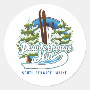 Adesivo Redondo colina powderhouse south berwick maine esqui logot