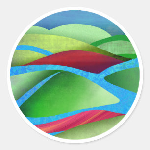 Adesivo Redondo Colinas No Gelo