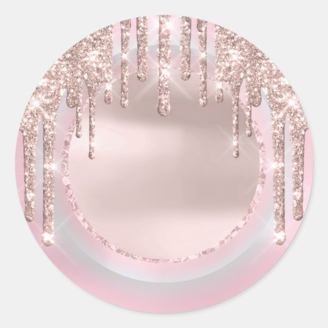 Adesivo Redondo Colírio Brilhante 16º Hológrafo do Unicórnio Rosa (Frente)