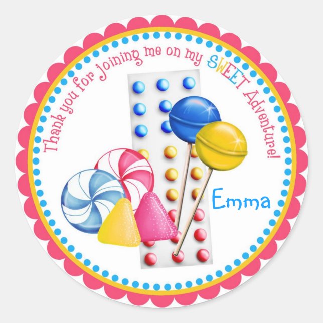 Adesivo Redondo Colírio, Colírios e Botões Doces (Frente)