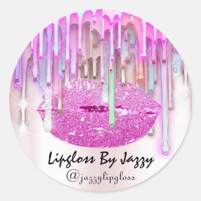 Adesivo Redondo Colírio de Lábmina Coleta Coloque Colírio Rosa Clá (Frente)