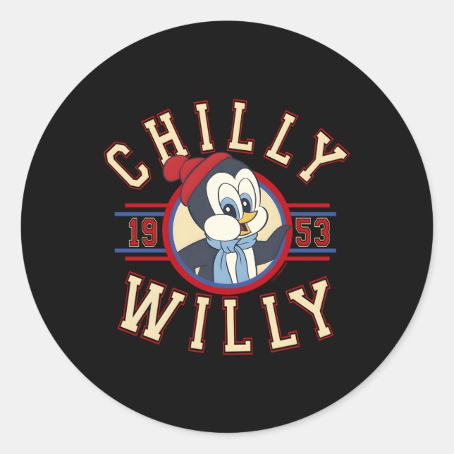 Adesivo Redondo Collegiato de retrocesso Chilly Willy 1953 (Frente)