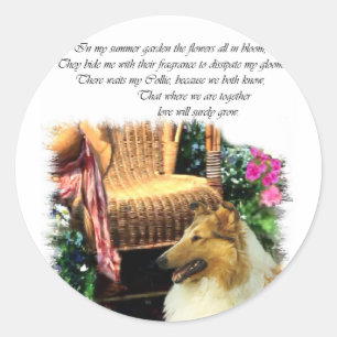 Adesivo Redondo Collie Art Gifts Rough Sable