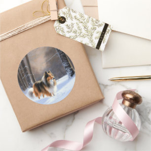 Adesivo Redondo Collie, deixa nevar o Natal