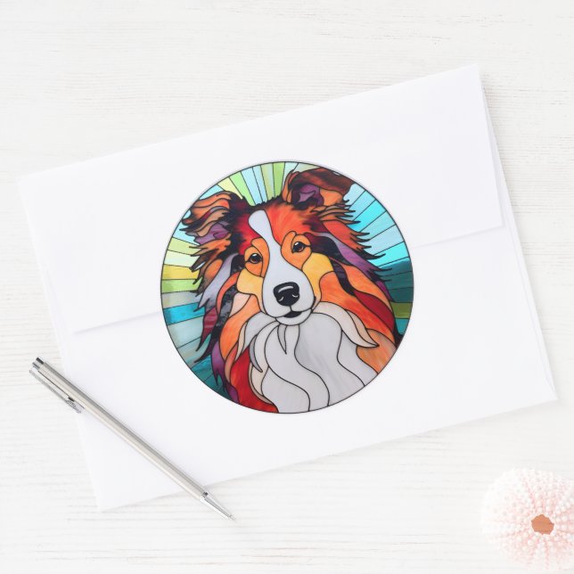 Adesivo Redondo Collie Dog Sticker Pack (Envelope)