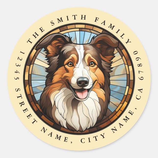 Adesivo Redondo Collie Round Stickers (Frente)