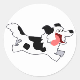 Adesivo Redondo Collie Sticker de Borda de Cartoon Correspondente