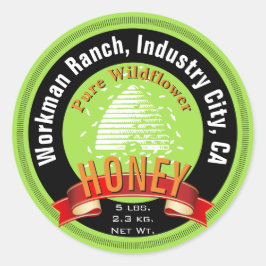 Adesivo Redondo Colmeia e texto redondo personalizado