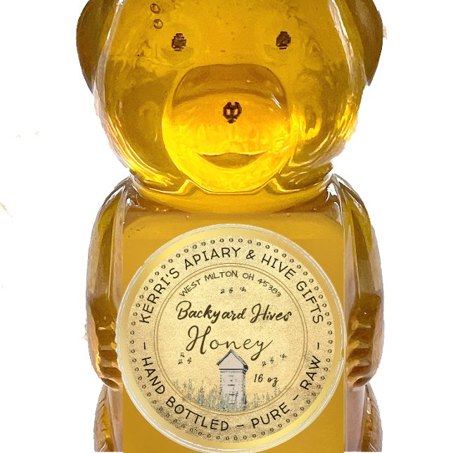 Adesivo Redondo Colmeias do quintal Rótulo de Mel Dourado (Criador carregado)