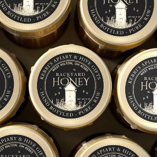 Adesivo Redondo Colmeias do quintal Rótulo de mel Mão em bruto