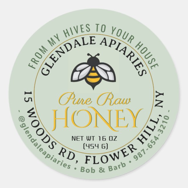 Adesivo Redondo Colmeias para o House Puro Raw Honey Honeybeker St (Frente)