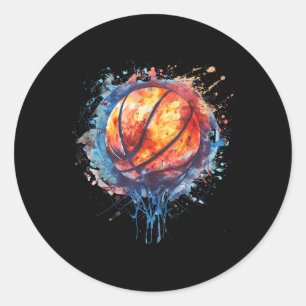 Adesivo Redondo Colo de basquete de Trabalho de arte de Basquete c