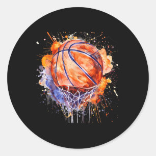 Adesivo Redondo Colo de basquete de Trabalho de arte de Basquete c