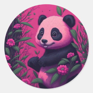 Adesivo Redondo Coloful Pink Panda
