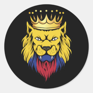 Adesivo Redondo Colombia Lion King Flag
