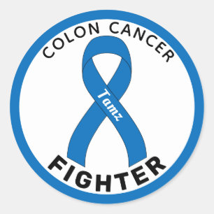 Adesivo Redondo Colon Cancer Fighter White Round Sticker