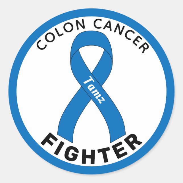 Adesivo Redondo Colon Cancer Fighter White Round Sticker (Frente)