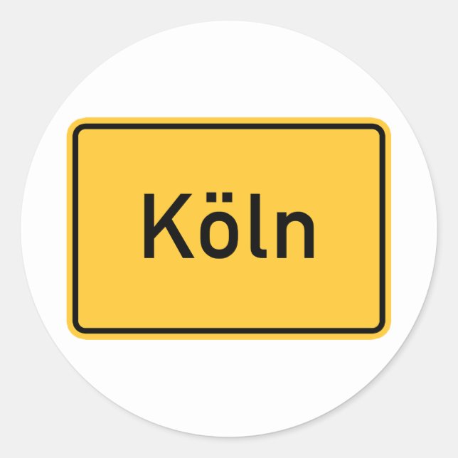 Adesivo Redondo Colônia, Alemanha - Sinal de Estrada (Frente)