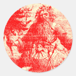Adesivo Redondo Colonial Toile de Papai Noel do vintage