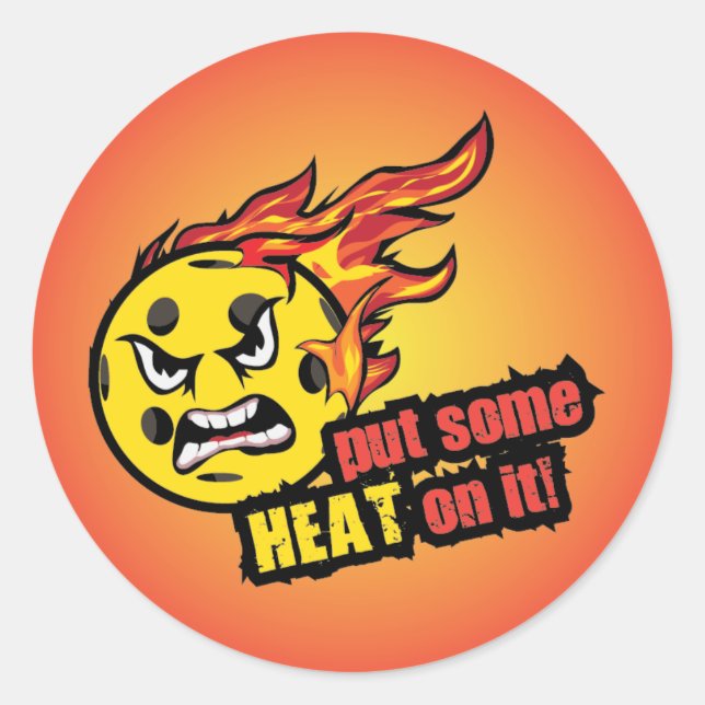 Adesivo Redondo Coloque Um Pouco De Calor Nele, Pickleball (Frente)