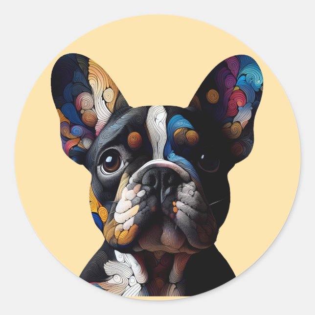 Adesivo Redondo Color Theory Frenchie (Frente)