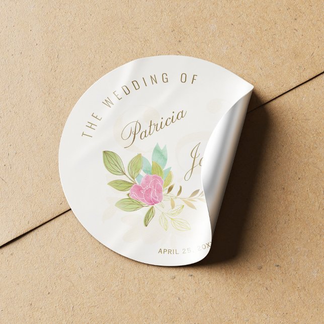 Adesivo Redondo Coloração aquática rosa rosa dourado guião ampersa (Criador carregado)