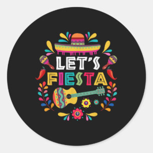 Adesivo Redondo Coloração do Partido Fiesta Cinco De Mayo Mexicano