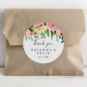 Adesivo Redondo Coloração Tropical Outono Obrigado Favor De Casa