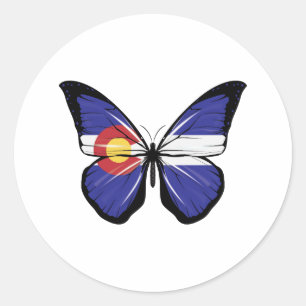 Adesivo Redondo Colorado Butterfly Flag