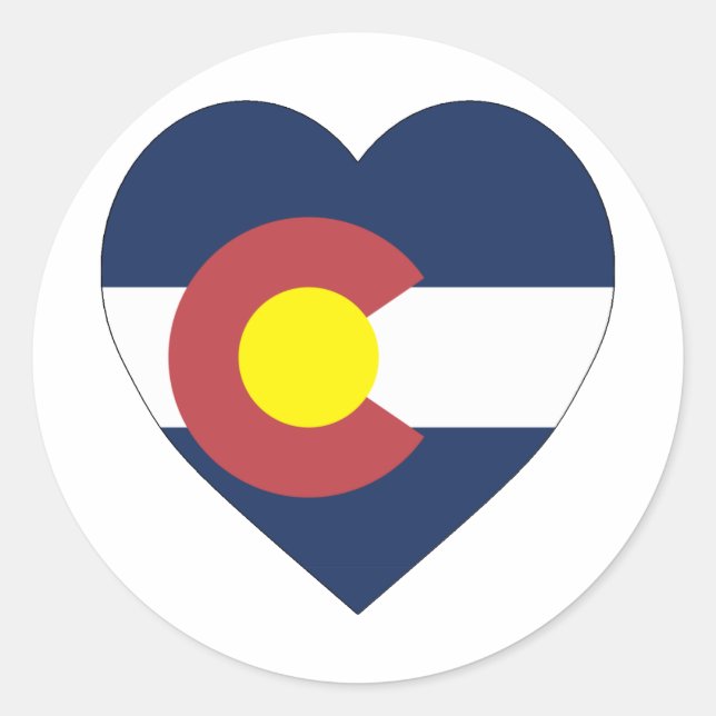Adesivo Redondo Colorado Flag Heart (Frente)