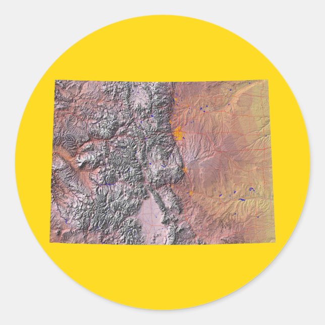 Adesivo Redondo Colorado Map Sticker (Frente)