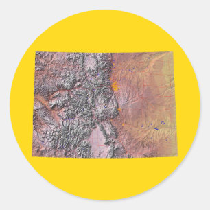 Adesivo Redondo Colorado Map Sticker