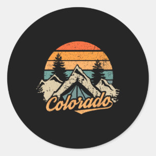 Adesivo Redondo Colorado - Montanhas da Natureza Vintage Retro Cam
