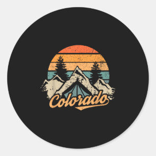 Adesivo Redondo Colorado - Montanhas da Natureza Vintage Retro Cam