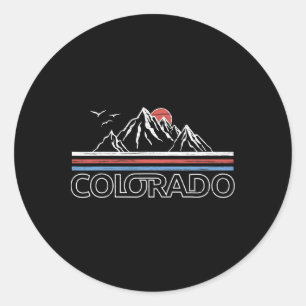 Adesivo Redondo Colorado Mountain State Flag Tee Rocky Mountain S