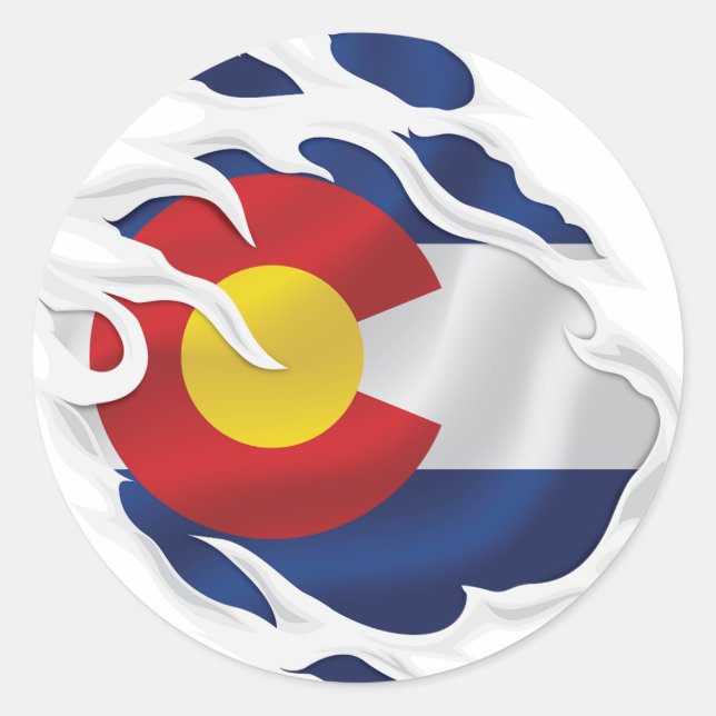 Adesivo Redondo Colorado Ripped Flag (Frente)
