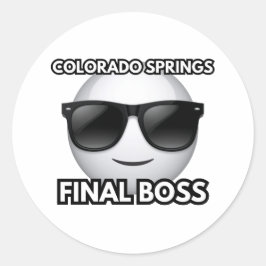 Adesivo Redondo Colorado Springs Final Boss Cool Emoji Sticker