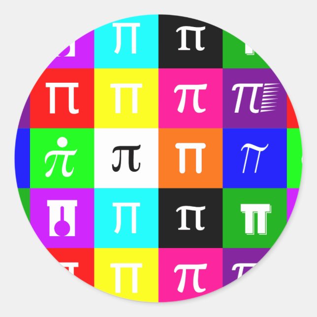 Adesivo Redondo colorblock feliz pi day geometry science (Frente)