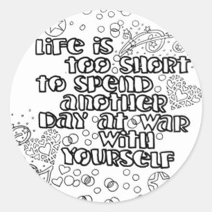 Adesivo Redondo Colore a citação de vida do seu próprio Sticker