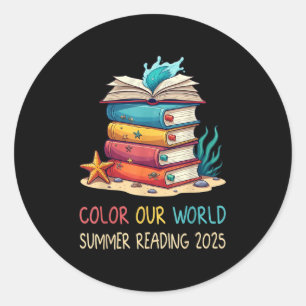 Adesivo Redondo Colore a nossa Leitura Mundial de Verão de 2025 Fl