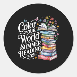 Adesivo Redondo Colore a nossa Leitura Mundial de Verão de 2025 T-