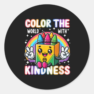 Adesivo Redondo Colore O Mundo Com Bondade Crayon Saúde Mental