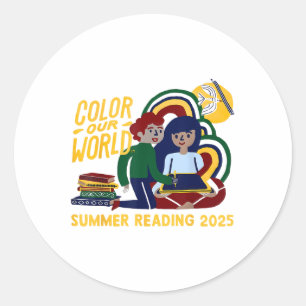 Adesivo Redondo Colore o nosso Programa Mundial de Leitura do Verã