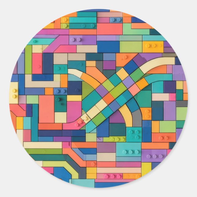 Adesivo Redondo Colorful Circuitry (Frente)