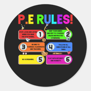 Adesivo Redondo Colorful Doodle P.E. Professor Physical Education