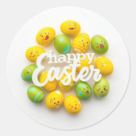 Adesivo Redondo Colorful Easter Egg Hunt Classic Round Sticker 