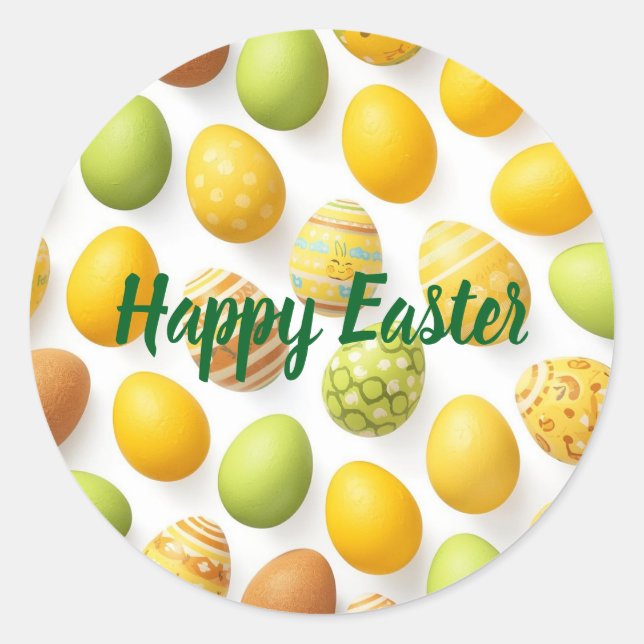 Adesivo Redondo Colorful Easter Egg Hunt Classic Round Sticker  (Frente)